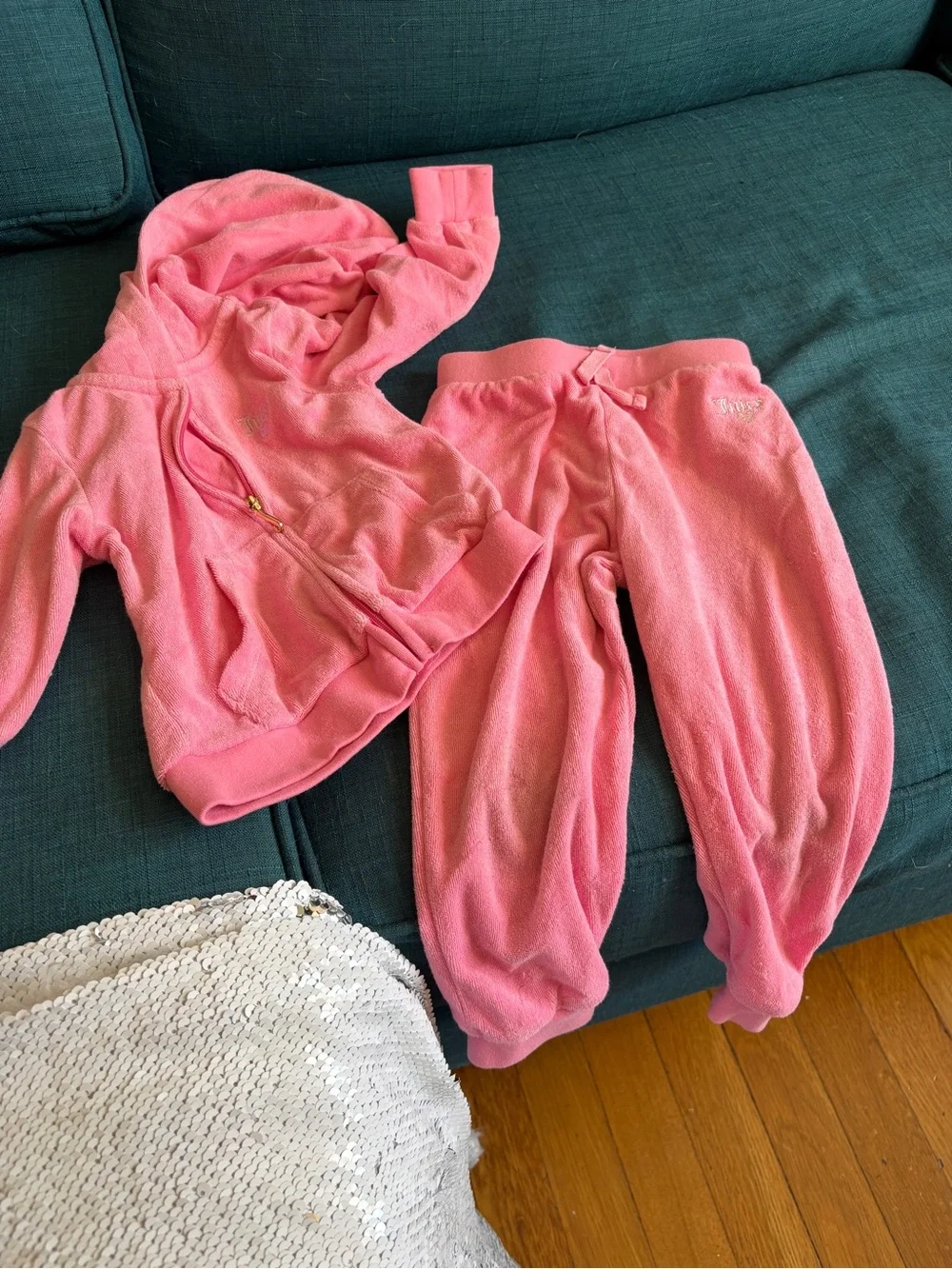 Juicy Couture Girls Pink Velour Hoodie & Jogger Set